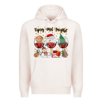 Pale Pink tipsy and bright christmas Premium Hoodie - MaliasSmallBusiness