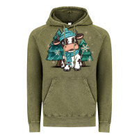 Vintage Olive winter i'm udderly freezing baby cow Vintage Hoodie - MaliasSmallBusiness