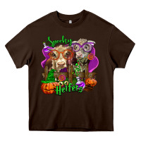 Chocolate Brown spooky halloween cows Heavy Core Tee - LillyAllenDesigns