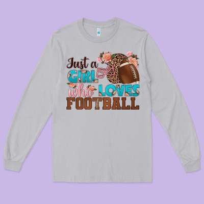 Just A Girl Who Loves Football Long Sleeve Tee Designed By Hra Design Shop