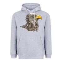 Heather Grey American White Sea Eagle Head Heavyweight Hoodie - LillyAllenDesigns
