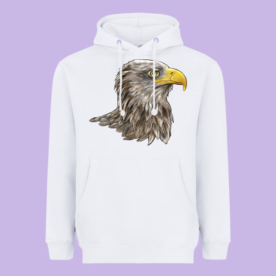 American White Sea Eagle Head Heavyweight Hoodie Designed By Lillyallendesigns