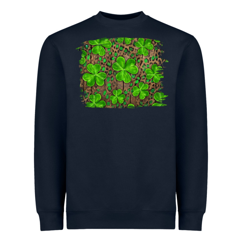 St Patricks Day Shamrock And Leopard Distressed Ba Heavyweight Sweatshirt by RanaPortraitStore | Teevron