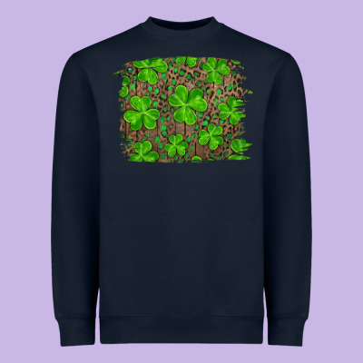 Heavyweight Sweatshirt st patricks day shamrock and leopard distressed ba