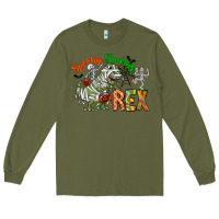 Army Green spooky sourus Long Sleeve Tee - CowhideDigitalArt