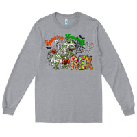 Heather Grey spooky sourus Long Sleeve Tee - CowhideDigitalArt