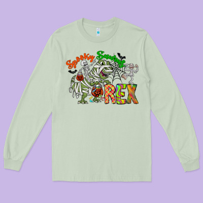 Spooky Sourus Long Sleeve Tee Designed By Cowhidedigitalart