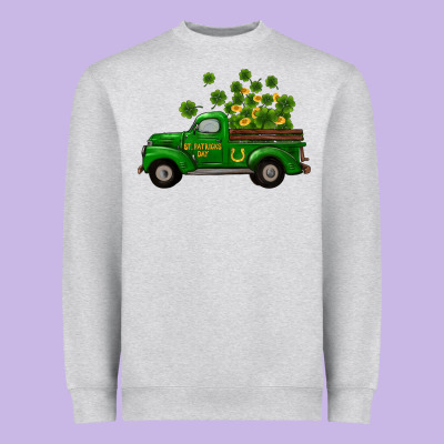 Heavyweight Sweatshirt st patricks truck shamrock horseshoe gold
