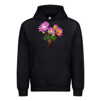 Black Bitterroot Flower Illustrations Urban Hoodie - LillyAllenDesigns