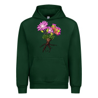 Forest Green Bitterroot Flower Illustrations Urban Hoodie - LillyAllenDesigns