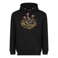 Black Bird Nest With Baby Birds Heavyweight Hoodie - LillyAllenDesigns