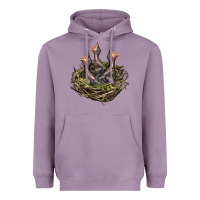 Lavender Bird Nest With Baby Birds Heavyweight Hoodie - LillyAllenDesigns