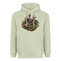 Matcha Bird Nest With Baby Birds Heavyweight Hoodie - LillyAllenDesigns