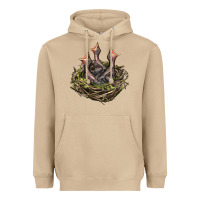 Mushroom Bird Nest With Baby Birds Heavyweight Hoodie - LillyAllenDesigns