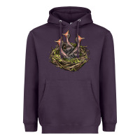 Plum Bird Nest With Baby Birds Heavyweight Hoodie - LillyAllenDesigns