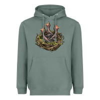 Sage Bird Nest With Baby Birds Heavyweight Hoodie - LillyAllenDesigns