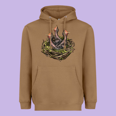 Bird Nest With Baby Birds Heavyweight Hoodie Designed By Lillyallendesigns