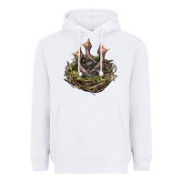 White Bird Nest With Baby Birds Heavyweight Hoodie - LillyAllenDesigns