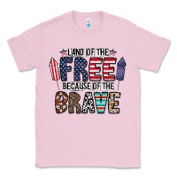 Bubblegum Pink land of the beacause of the brave Classic Tee - CowhideDigitalArt
