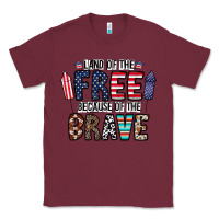 Burgundy land of the beacause of the brave Classic Tee - CowhideDigitalArt