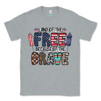 Heather Grey land of the beacause of the brave Classic Tee - CowhideDigitalArt