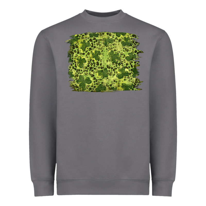 St Patricks Day Shamrock Leopard Background Heavyweight Sweatshirt by RanaPortraitStore | Teevron