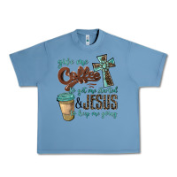 Pebble Blue give me coffee to get me started & jesus to keep me going Urban Heavy Tee - BarkalooDesign