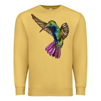 Antique Gold Flying Ruby Throated Hummingbird Premium Sweatshirt - LillyAllenDesigns