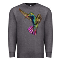Charcoal Heather Flying Ruby Throated Hummingbird Premium Sweatshirt - LillyAllenDesigns