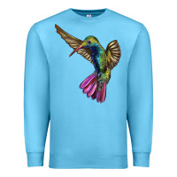 Ocean Blue Flying Ruby Throated Hummingbird Premium Sweatshirt - LillyAllenDesigns