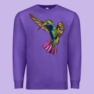 Flying Ruby Throated Hummingbird Premium Sweatshirt Designed By Lillyallendesigns
