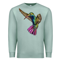 Seafoam Flying Ruby Throated Hummingbird Premium Sweatshirt - LillyAllenDesigns