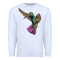 White Flying Ruby Throated Hummingbird Premium Sweatshirt - LillyAllenDesigns