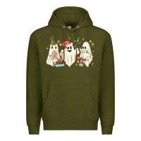 Army Green Christmas ghosts Premium Hoodie - MaliasSmallBusiness