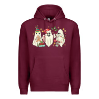 Burgundy Christmas ghosts Premium Hoodie - MaliasSmallBusiness