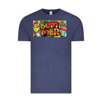 Vintage Denim summer with fruits license plate Vintage Tee - BarkalooDesign