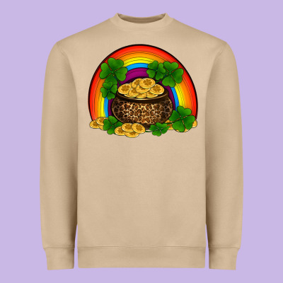 Heavyweight Sweatshirt st patricks shamrock gold leopard rainbow