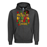 Charcoal Heather pretty black and educated teacher Zipper Hoodie - Artiststas