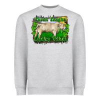 Thick Thighs Lucky Vibes Charolais Bull Heavyweight Sweatshirt | Teevron