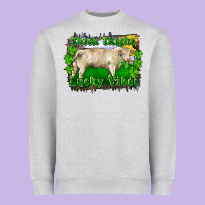 Heavyweight Sweatshirt thick thighs lucky vibes charolais bull