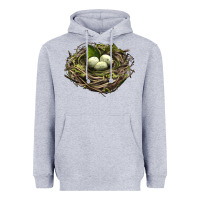 Heather Grey Bird Nest With Eggs Heavyweight Hoodie - LillyAllenDesigns