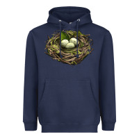 Navy Bird Nest With Eggs Heavyweight Hoodie - LillyAllenDesigns