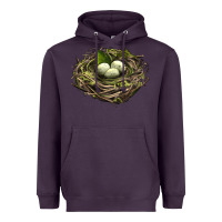 Plum Bird Nest With Eggs Heavyweight Hoodie - LillyAllenDesigns