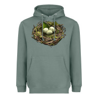 Sage Bird Nest With Eggs Heavyweight Hoodie - LillyAllenDesigns