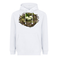 White Bird Nest With Eggs Heavyweight Hoodie - LillyAllenDesigns