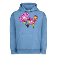 Pigment Pebble Blue Bitterroot Flower Illustrations Urban Hoodie - LillyAllenDesigns