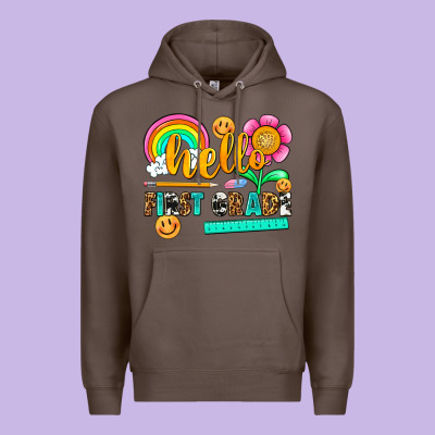 Hello First Grade Premium Hoodie Designed By Nancycooperartshop