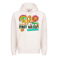Pale Pink hello first grade Premium Hoodie - NancyCooperArtShop
