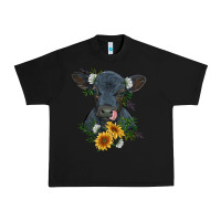 Black baby cow black angus calf with flowers Urban Heavy Tee - RanaPortraitStore