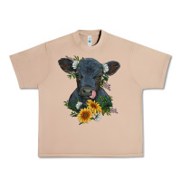 Burro baby cow black angus calf with flowers Urban Heavy Tee - RanaPortraitStore
